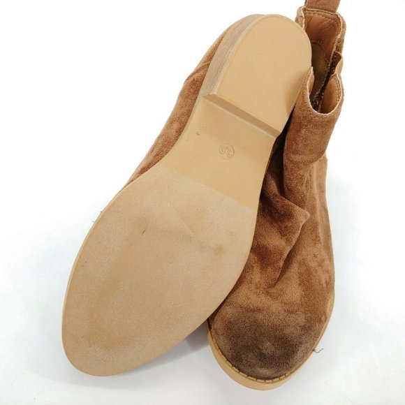 Very G Womens Ankle Boots Booties Brown Cuban Heel Almond Toe Pull On 6.5 - Picture 5 of 11